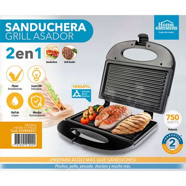 Sanduchera Grill Home Elements SM117N